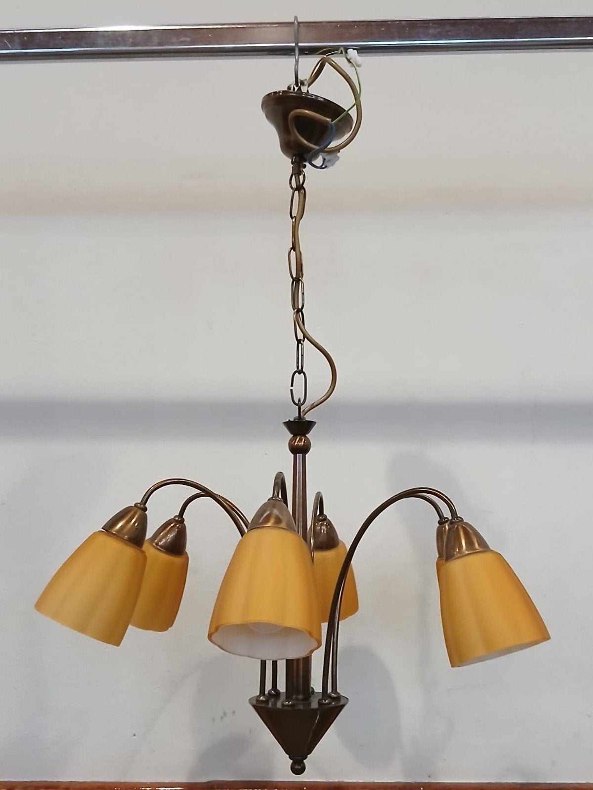 Vintage Italiaanse  Kroonluchter met 5 Armen, Gebruikt, Vintage, Klassiek, Italiaans, E14 (klein), Ophalen of Verzenden