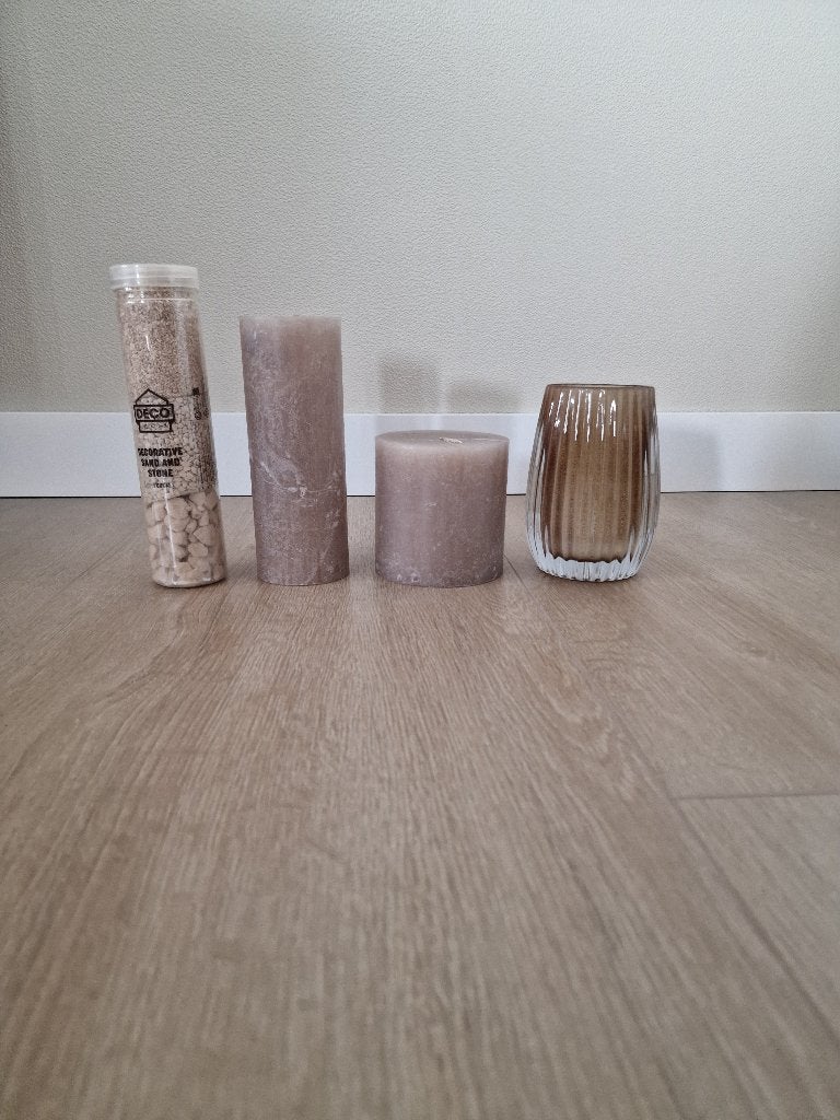 Beige Kaarsen, Huis en Inrichting, Ophalen, Beige, Nieuw, Glas