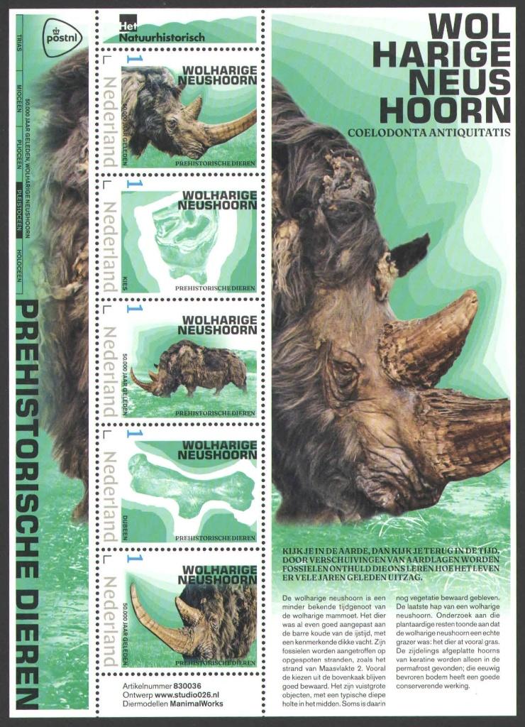 Postzegels Prehistorische dieren: Wolharige Neushoorn, Ophalen of Verzenden, Na 1940, Postfris