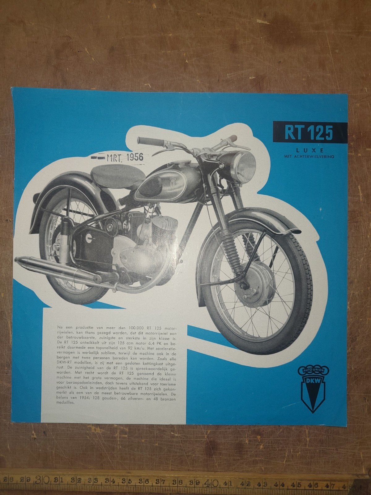 Brochure DKW RT125   1956, Motoren, Ophalen of Verzenden, Overige merken