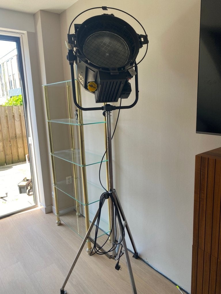 Vintage Industriële film lamp omgebouwd tot kamerlamp, Ophalen, Gebruikt, Industrieel, 200 cm of meer