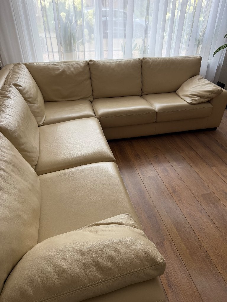 Hoekbank leder, Ophalen, 250 tot 300 cm, Gebruikt, Hoekbank