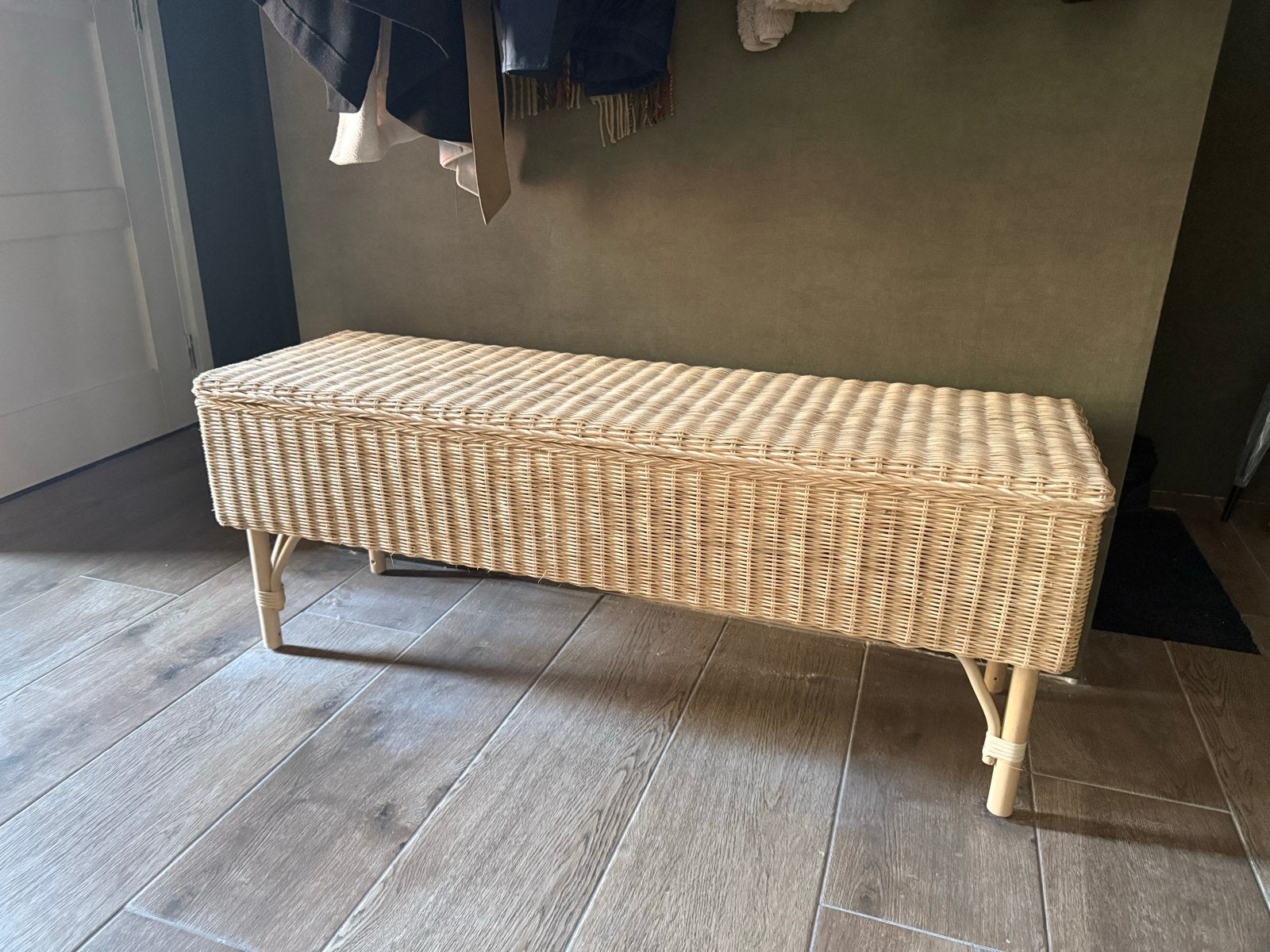 Ikea TOLKNING Rieten Opbergbank - Zo goed als nieuw, Ophalen, Minder dan 75 cm, Tweepersoons, Riet of Rotan
