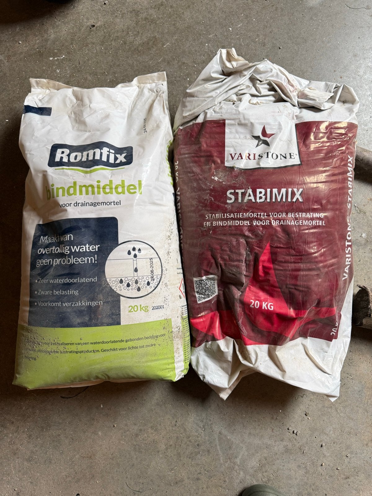 Romfix Bindmiddel & Varistone Stabimix - 20kg zakken, Ophalen, Nieuw