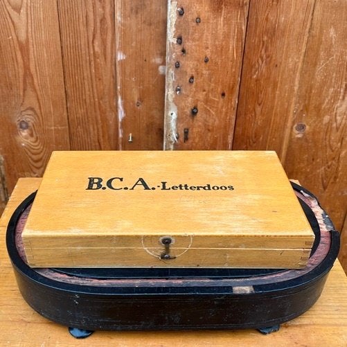 Letterdoos B.C.A origineel vintage retro hout letters, Ophalen of Verzenden