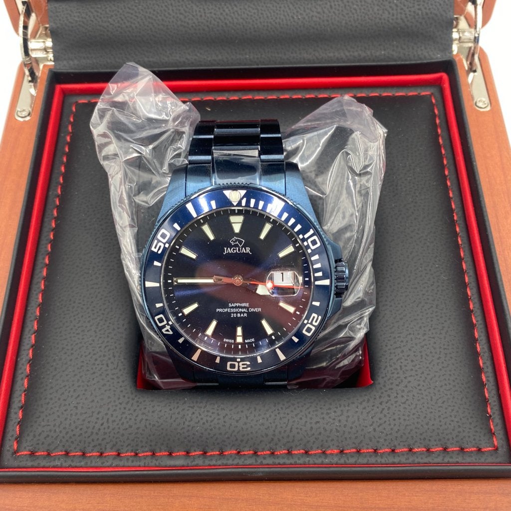 Jaguar J897 metallic blue diver herenhorloge - Nieuw in doos, Ruilrijk, Nieuw, Info@ruilrijk.nl, Neerstraat 60, 6041 KD Roermond