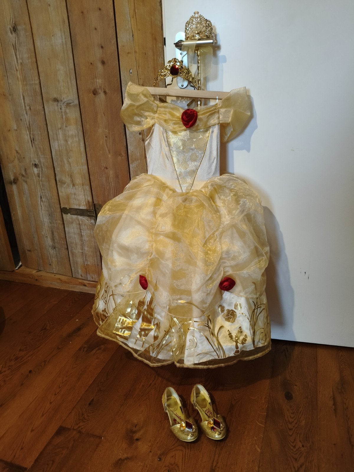 Belle verkleedjurk (Disneyland Parijs) met accessoires, Ophalen of Verzenden, Zo goed als nieuw, 110 t/m 116, Meisje