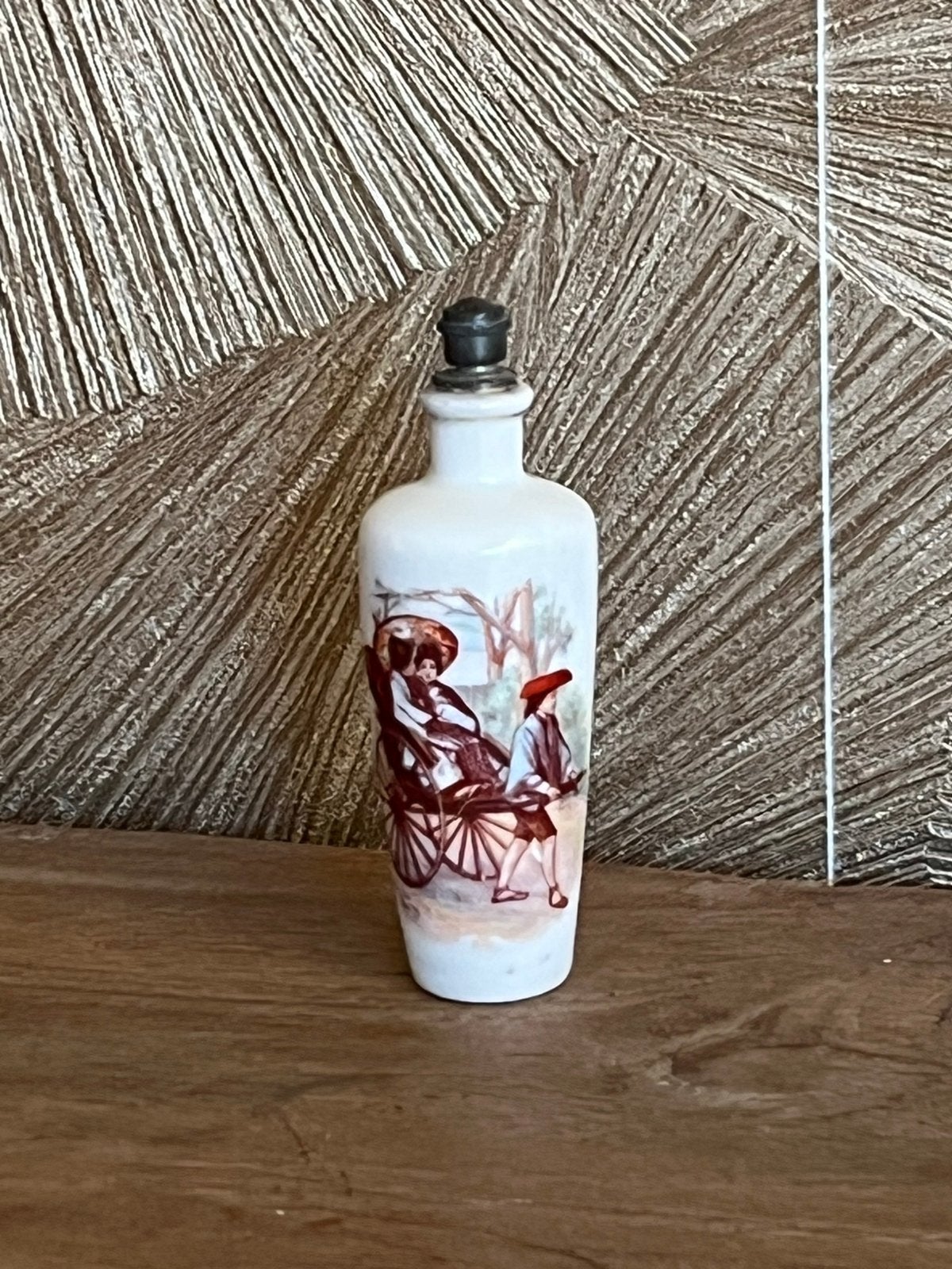 Antiek porselein parfumflesje met riksja  afbeelding, Antiek en Kunst, Verzenden