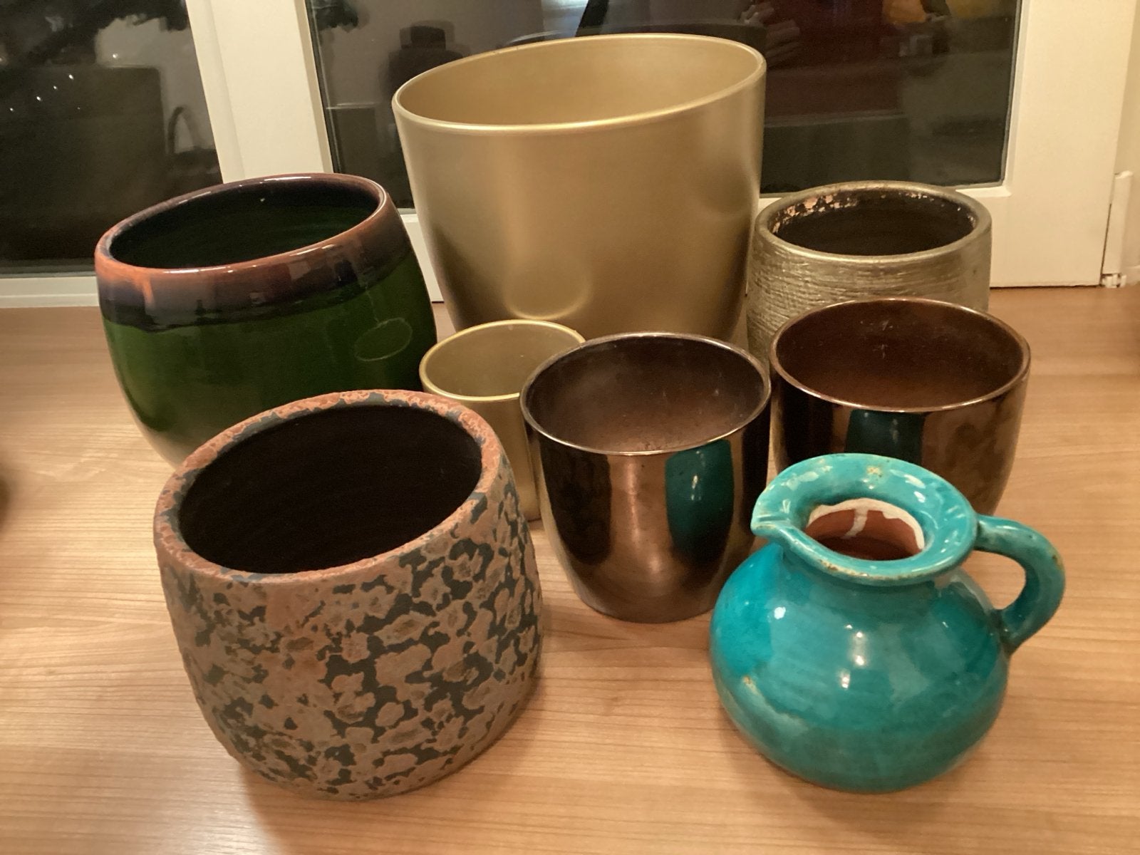 Diverse bloempotten en vazen - set van 8, Tuin en Terras, Ophalen, Gebruikt, Rond, Binnen