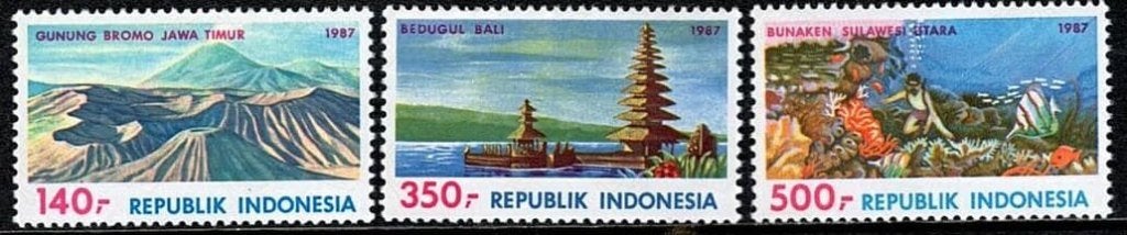 Indonesie 1987 - ZBL1299-1301 - Toerisme, Ophalen of Verzenden, Postfris, Zuidoost-Azië