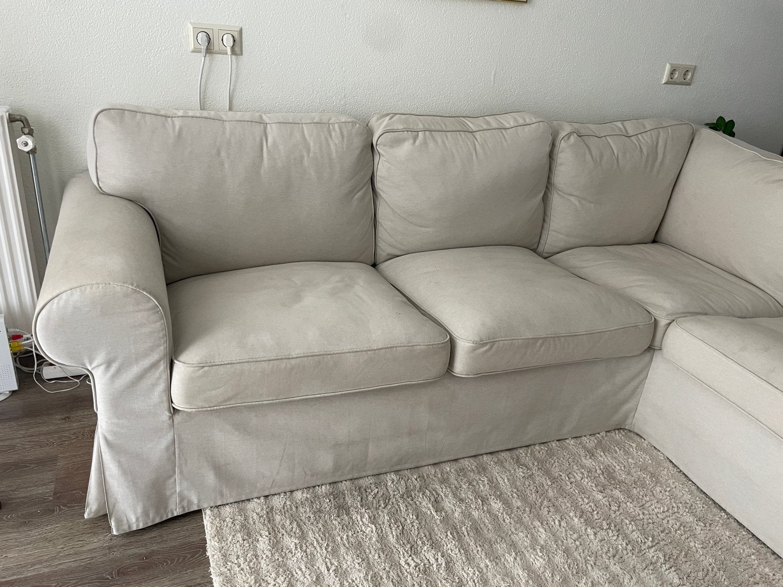 IKEA Ektorp Hoekbank Beige - Ruim en Comfortabel, Huis en Inrichting, Banken | Bankstellen, Ophalen, Gebruikt, Minder dan 75 cm
