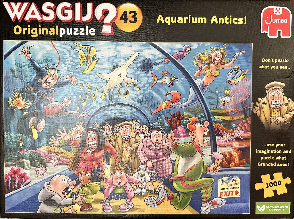 Wasgij puzzel,  Aquarium Antics!  1000 stukjes, Ophalen of Verzenden, 500 t/m 1500 stukjes, Zo goed als nieuw, Legpuzzel