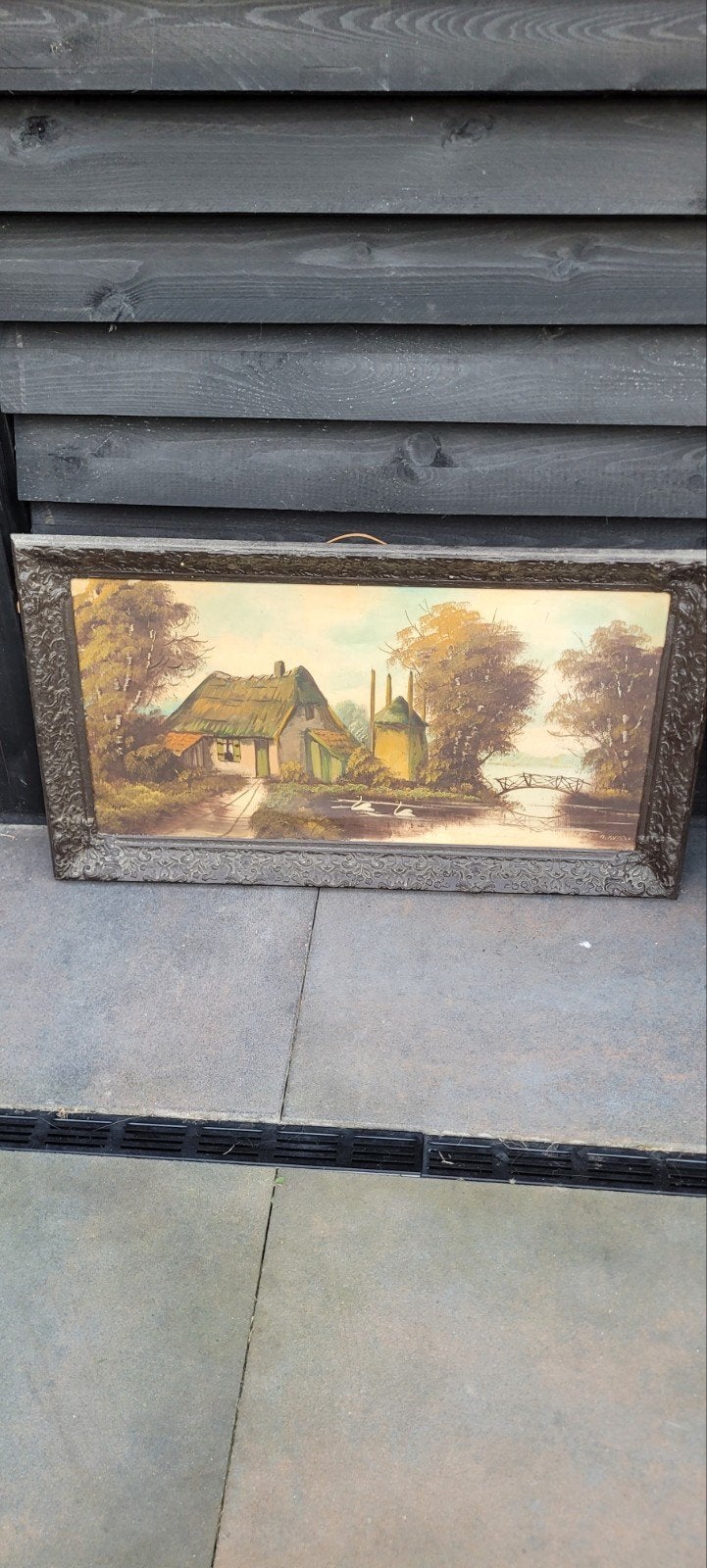 schilderij klassiek olieverf, Doek, Bijzondere lijst, Ophalen of Verzenden, Landschap