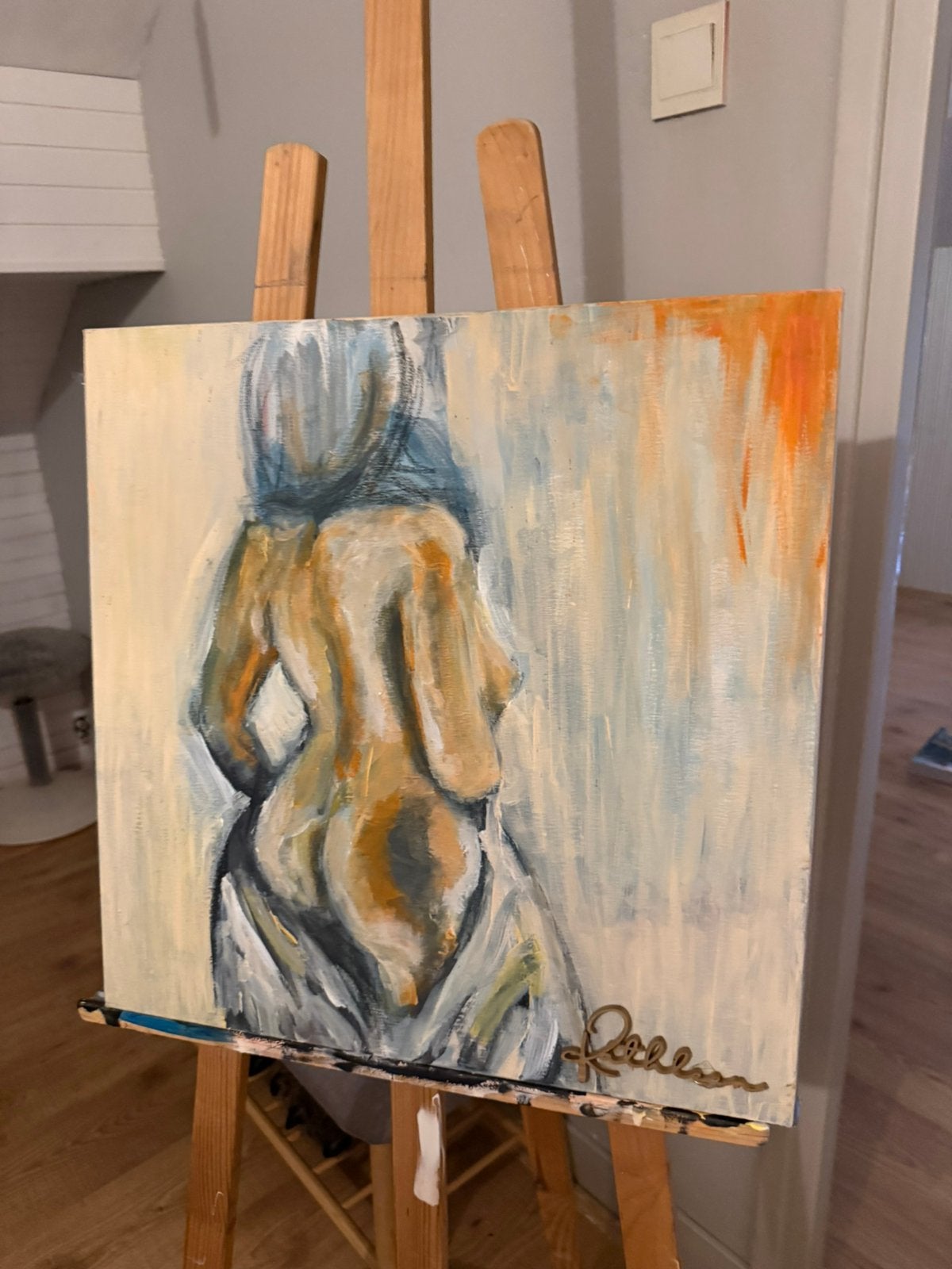 Schilderij dame met doek, Antiek en Kunst, Ophalen