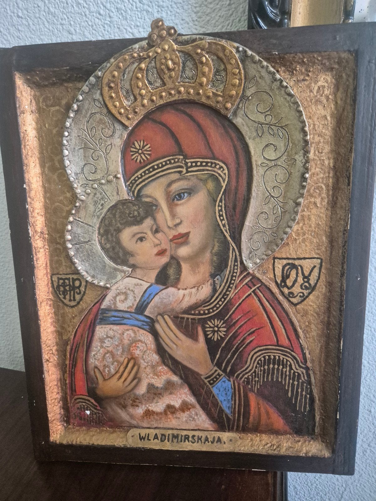 Antieke Russische icoon: Moeder Gods van Vladimir, Antiek en Kunst, Ophalen of Verzenden