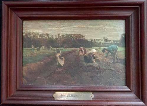 ​ ​Schilderij Max Liebermann - Aardappeloogst in Barbizon, Antiek en Kunst, Kunst | Schilderijen | Klassiek, Paneel, Ophalen of Verzenden