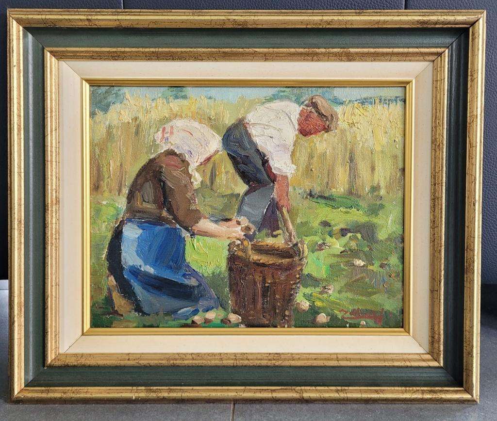 Joseph TILLEUX, aardappelrooiers, Antiek en Kunst, Kunst | Schilderijen | Klassiek, Ophalen of Verzenden