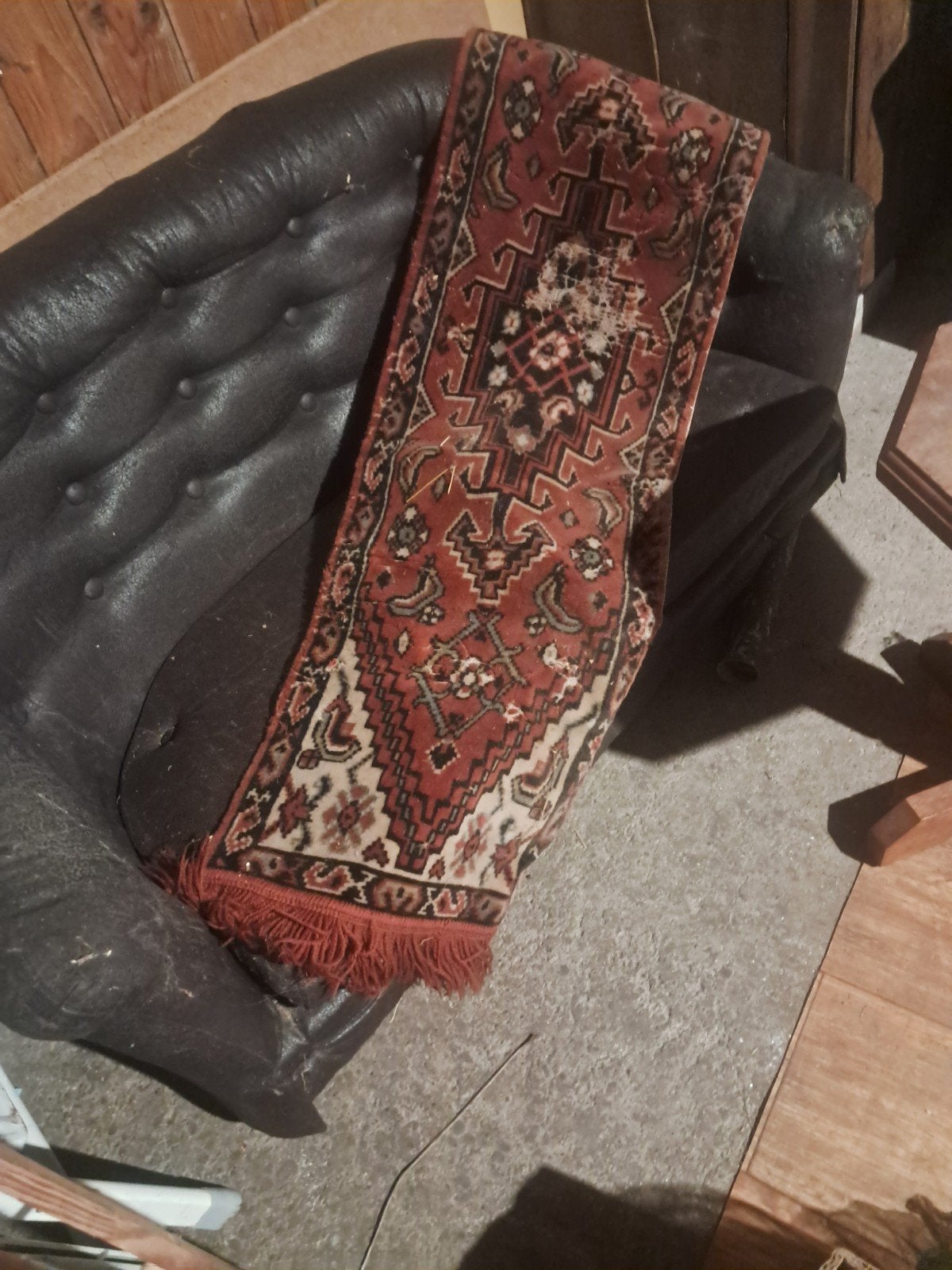 Vintage tapijt met slijtage, 40 x 120 cm, Minder dan 50 cm, Gebruikt, 100 tot 150 cm, Ophalen of Verzenden
