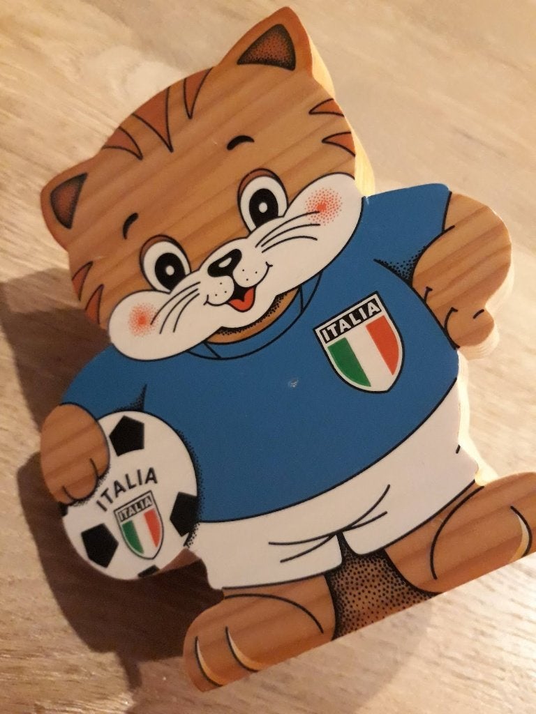 Bartolucci Pennen Sleutel houtsnijwerk Italië Voetbal Kat, Overige onderwerpen, Houtsnijwerk, Minder dan 20 cm, Ophalen of Verzenden