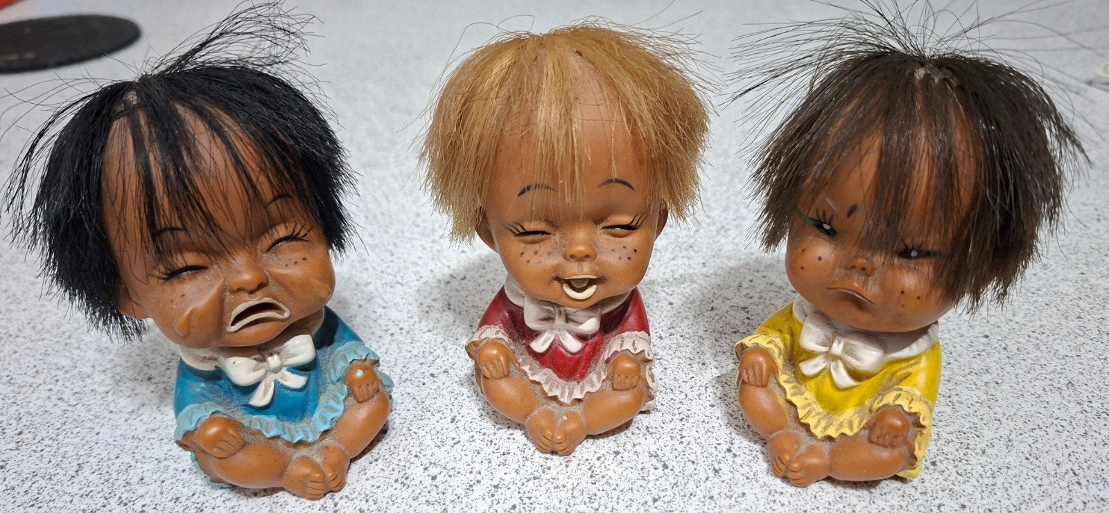 vintage 3 koreaans emotie poppetjes, Verzamelen, Ophalen of Verzenden, Gebruikt, Pop