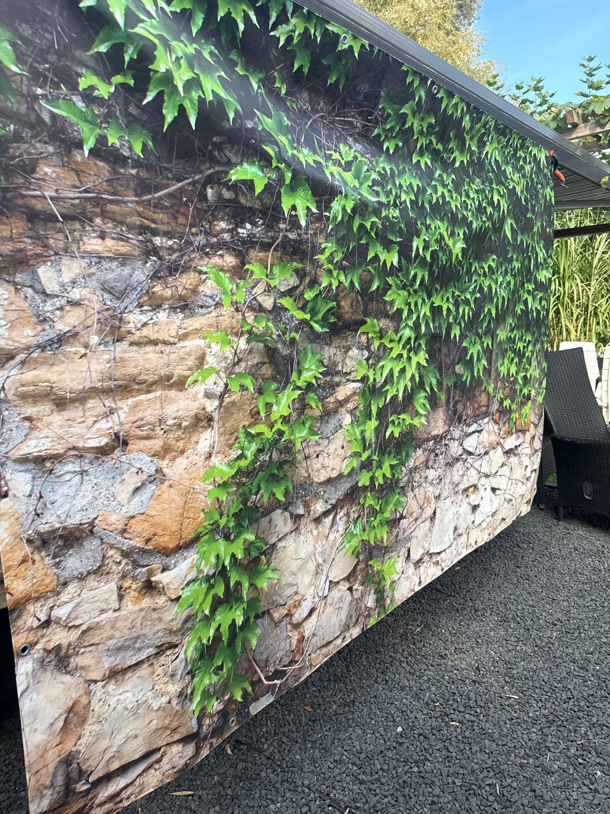 Vinyl fotodoek voor buiten - Muur met klimop (ZGAN), Tuin en Terras, Ophalen, Zo goed als nieuw
