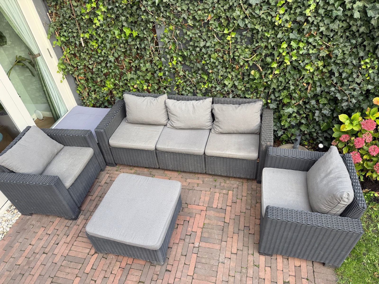 Loungeset Allibert 200x70 cm met 2 stoelen en tafel, Ophalen, 5 zitplaatsen, Gebruikt, Loungeset