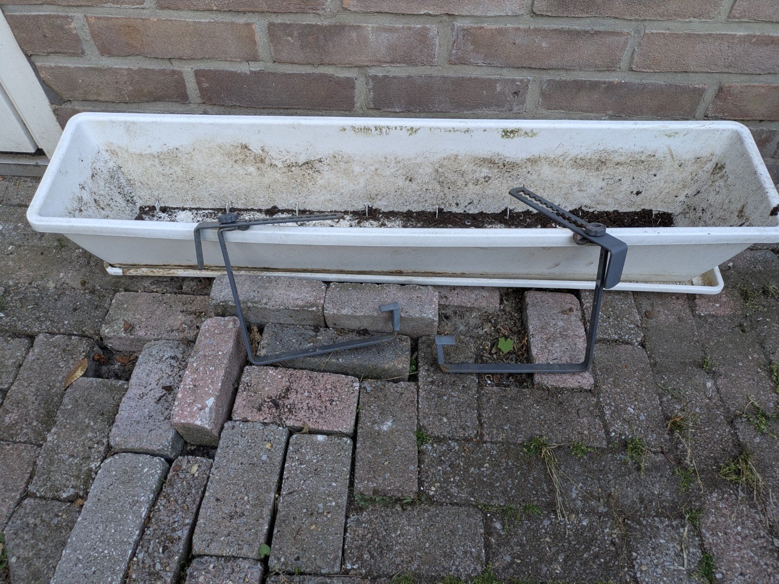 Grote witte balkonbak 90 cm, Tuin en Terras, Bloembakken en Plantenbakken, Ophalen, Kunststof, Minder dan 30 cm, Rond