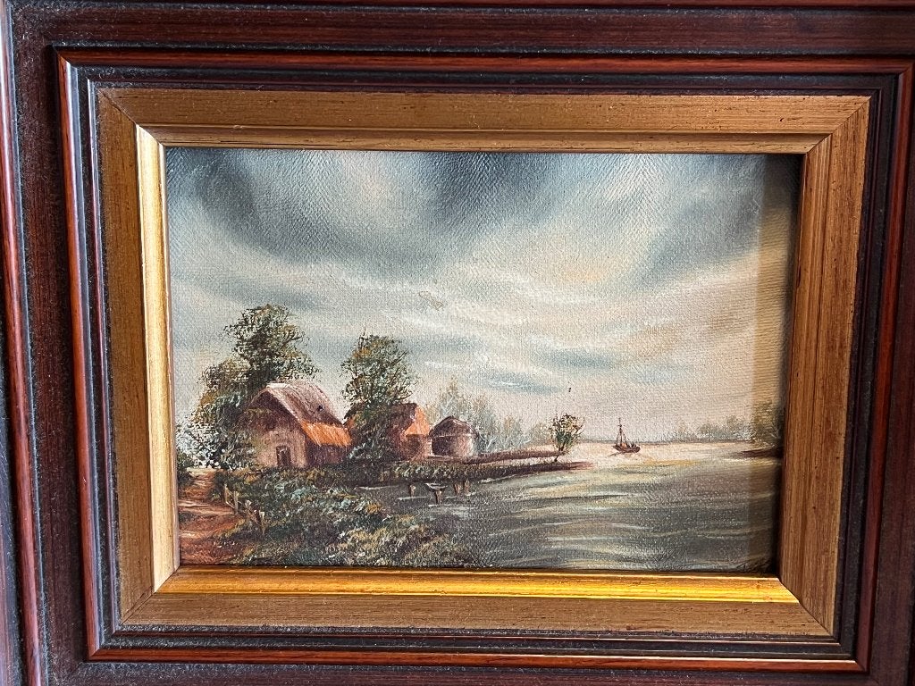 Landschap Schilderij J. Kok 30.5x25.5, Ophalen of Verzenden, Landschap