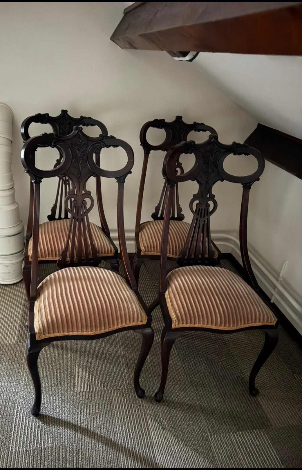 vier antieke Edwardiaanse salonstoelen, Ophalen of Verzenden