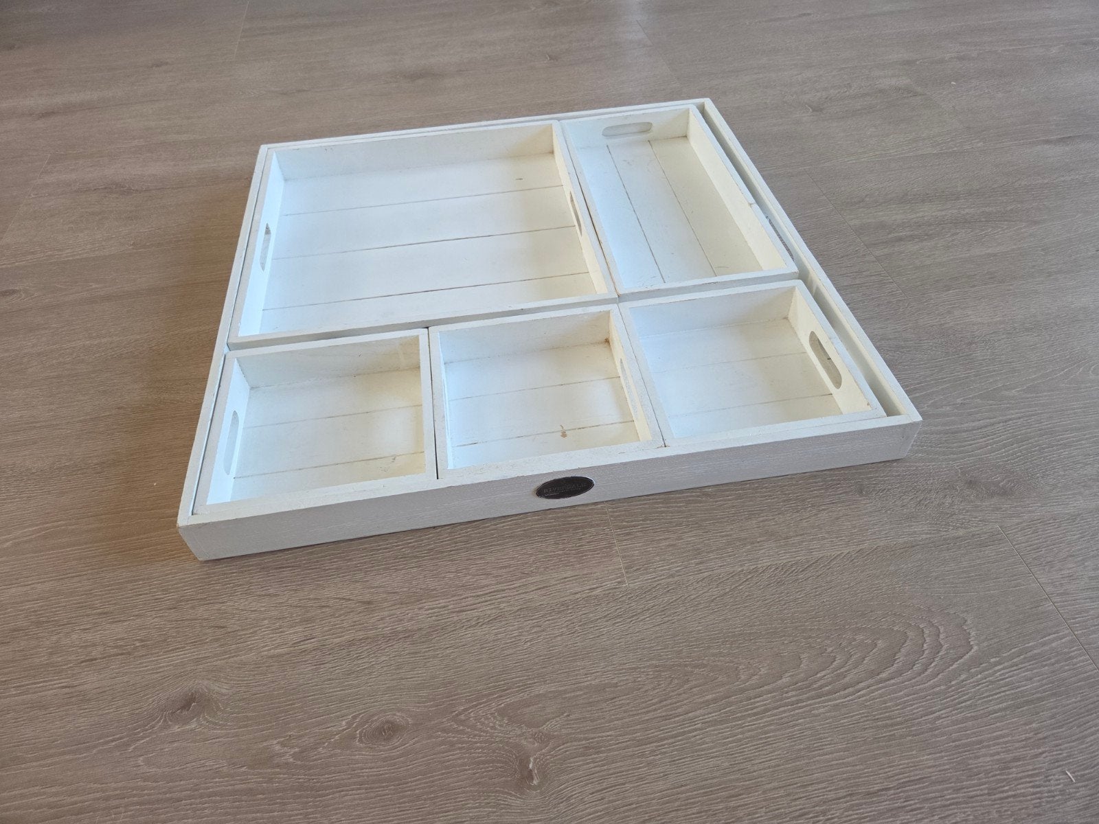 Riverdale dienbladen set van 6 wit hout, Huis en Inrichting, Woonaccessoires | Dienbladen, Ophalen, Gebruikt, Dienblad, Met opstaande rand