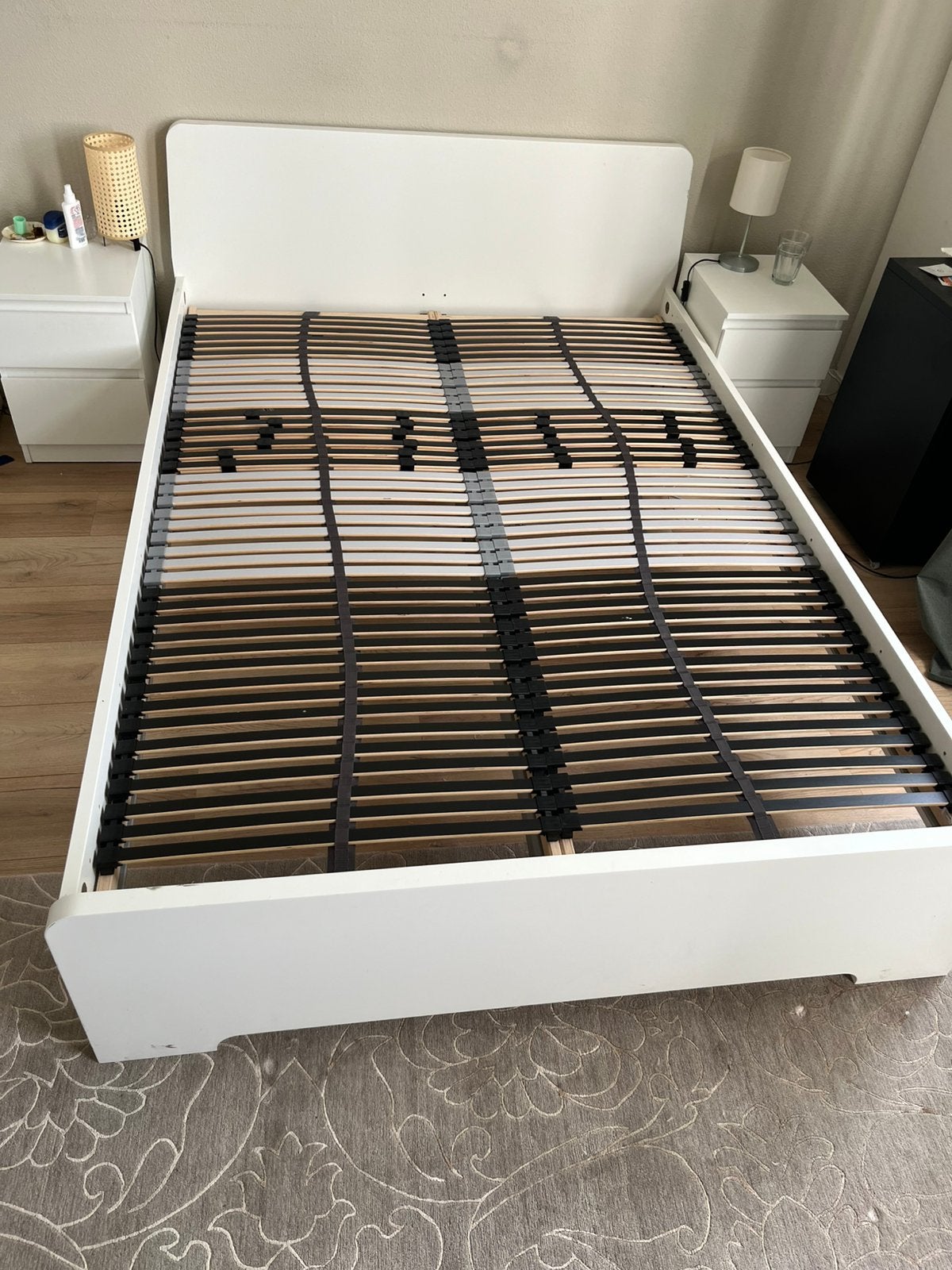 IKEA Askvoll Bedframe incl lattenbodem 140x200, Ophalen, Gebruikt, Wit, 140 cm