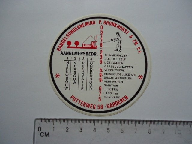 sticker oud Garderen P BRONKHORST tuinbouw landbouw ijzer, Verzenden, Zo goed als nieuw, Bedrijf of Vereniging