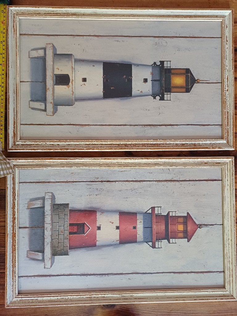 Schilderijen 2 stuks vuurtoren, Ophalen of Verzenden, Ophangklaar, Overig onderwerp
