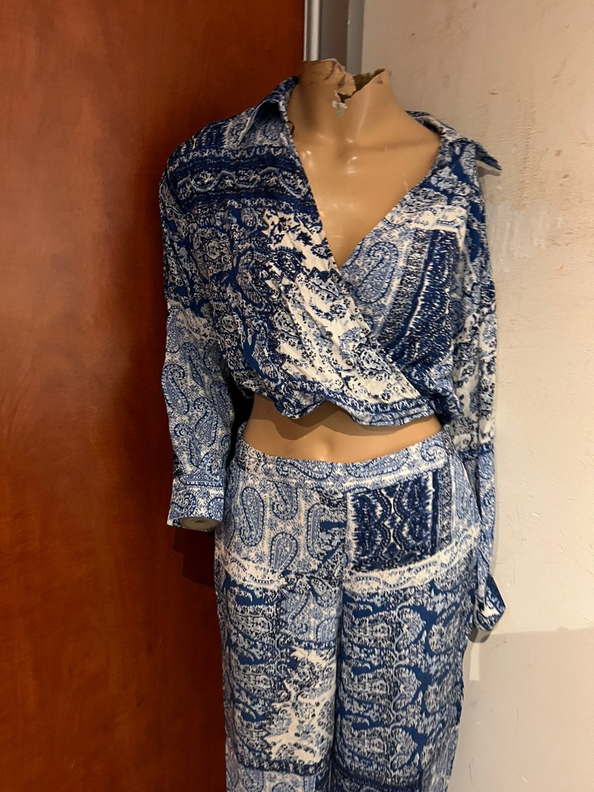 ZARA set maat L viscose nieuw, Maat 38/40 (M), B, Kostuum of Pak, Blauw