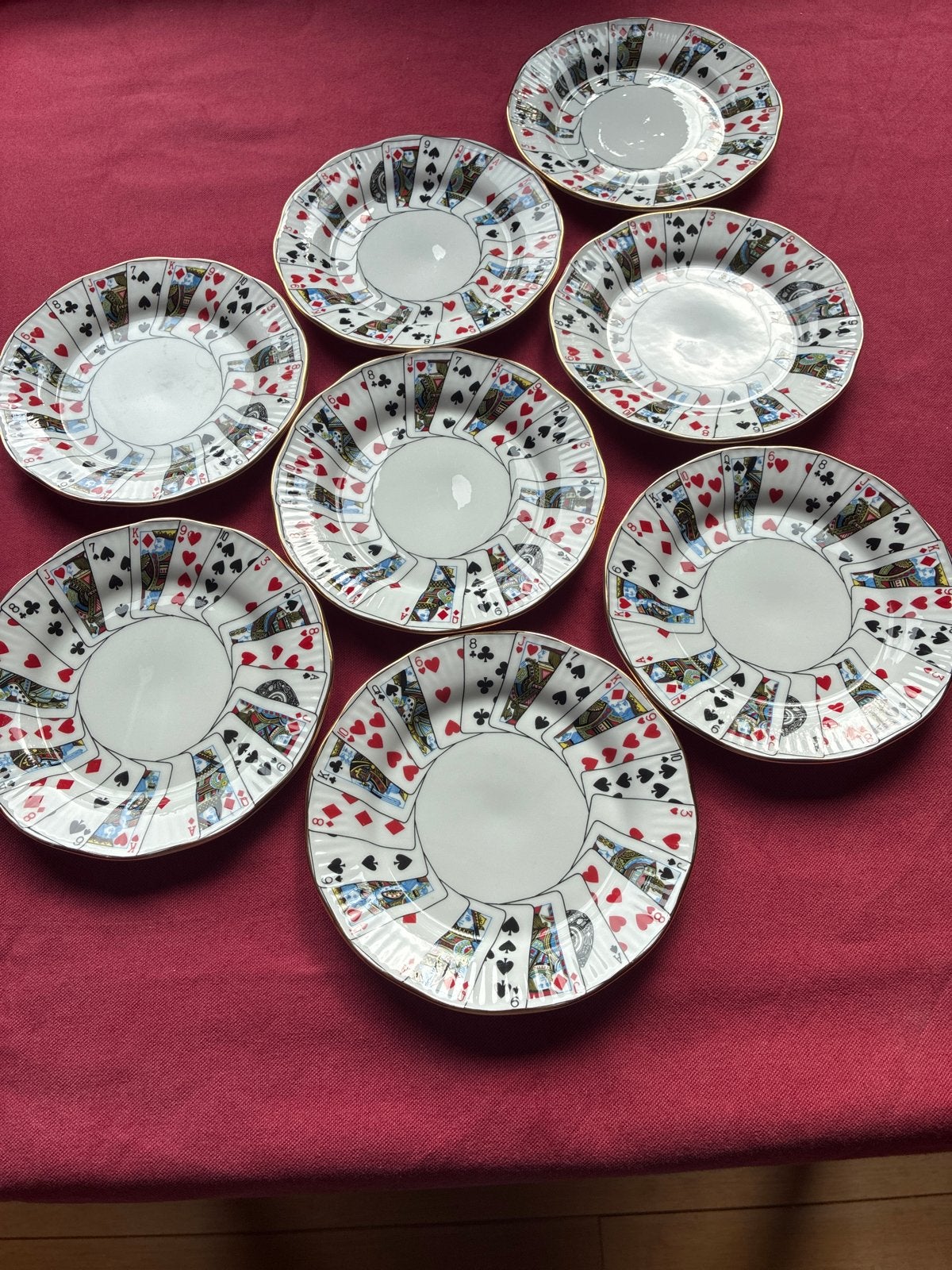 8 Taartschoteltjes met kaartmotief Elizabethan England, Ophalen, Overige merken, Vintage, Zo goed als nieuw
