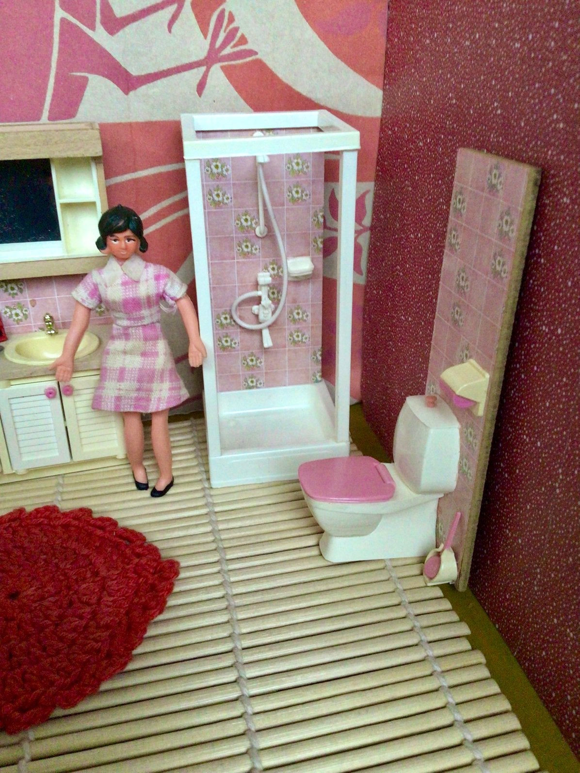 Vintage badkamer van Lundby compleet, Ophalen of Verzenden, Gebruikt, Poppenhuis