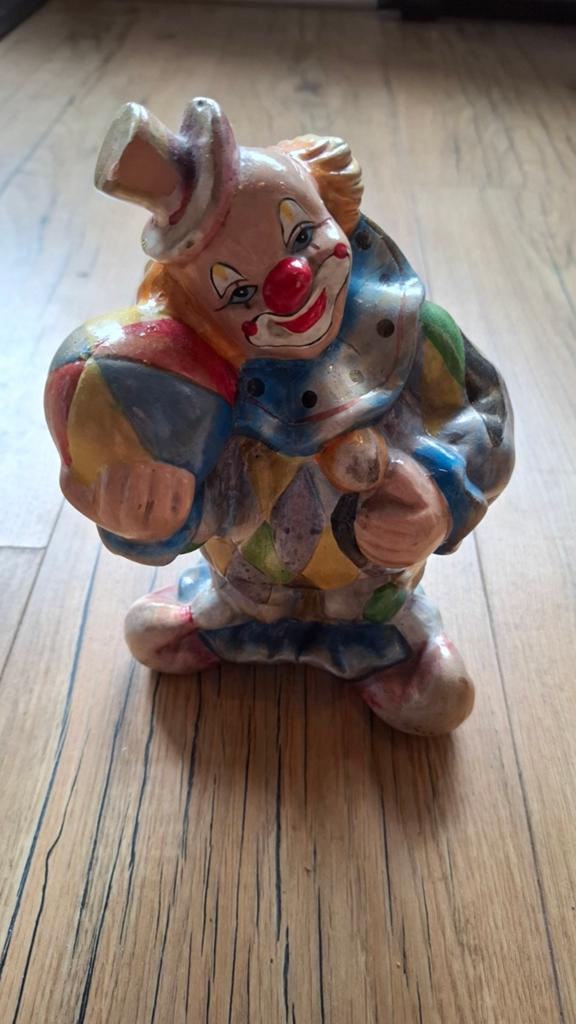 2 vrolijke clown spaarpotten, Verzamelen, Spaarpotten, Gebruikt, Overige thema's, Steen, Aardewerk of Keramiek, Ophalen