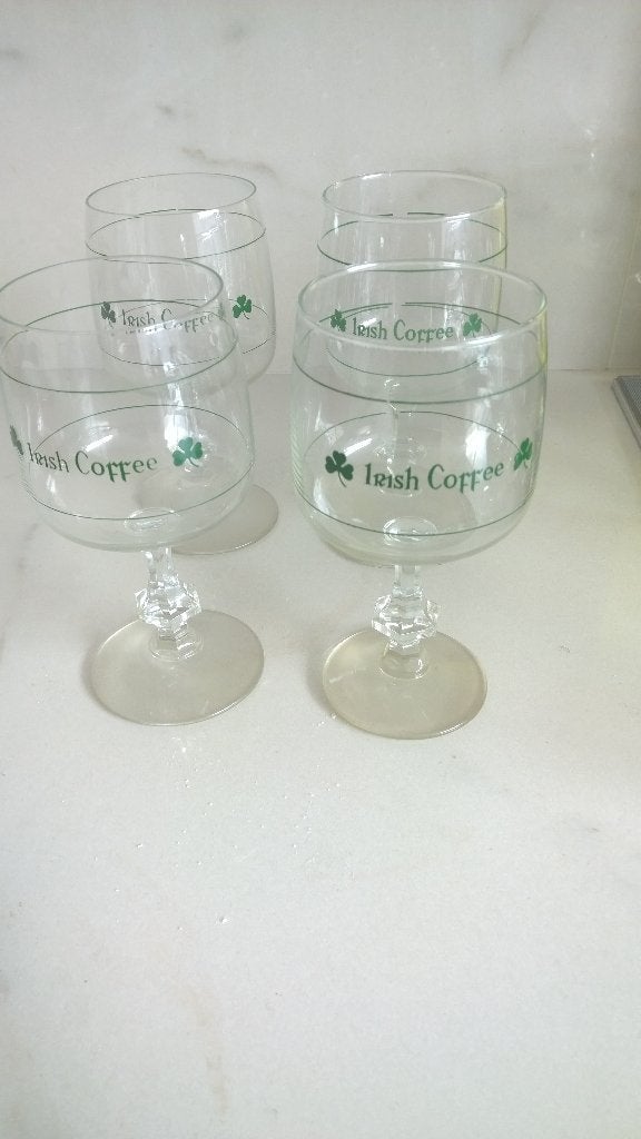 Vintage  : 4 glazen Irisch Coffee- jaren  '70, Antiek en Kunst, Ophalen of Verzenden
