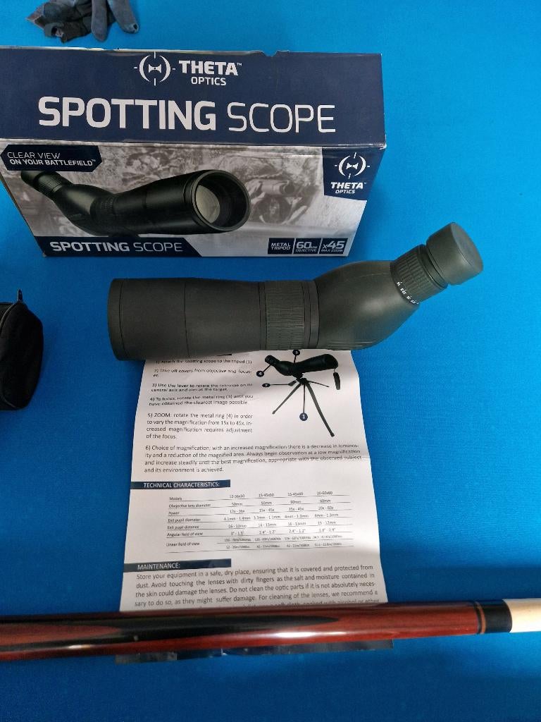 Theta 60/45 spotting scope, Ophalen of Verzenden, Zo goed als nieuw, 20x of meer, Overige typen