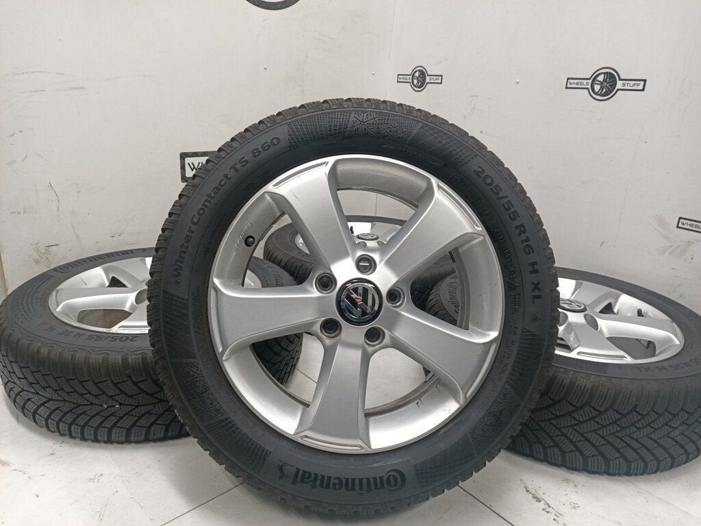 VW Golf lichtmetaal velgen 16"inch winterbanden 5x112, Ophalen, Gebruikt, 16 inch, Banden en Velgen