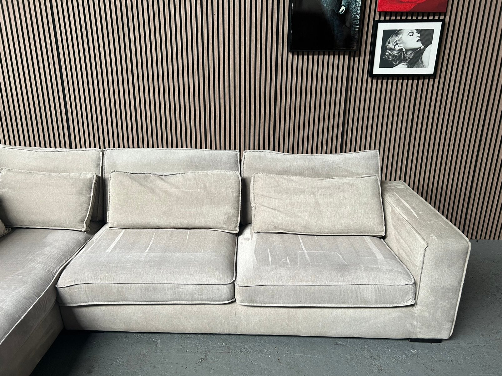 GRATIS LEVERING Hoekbank Lichtgrijs 310X220 GEREINIGD, Hoekbank, 300 cm of meer, Ophalen of Verzenden, Zo goed als nieuw