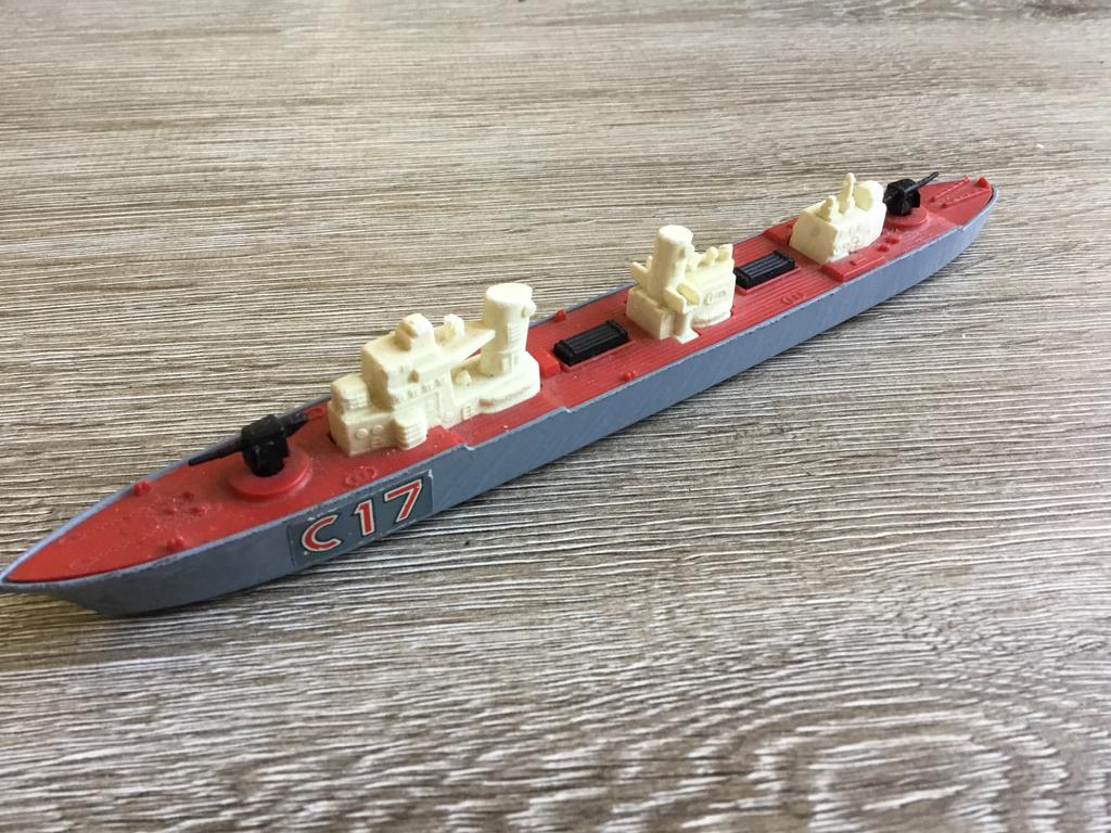 Vintage Matchbox/Lesney Oorlogsschip C17 - Modelboot, Ophalen of Verzenden, Gebruikt, 1:50 tot 1:200, Overige merken