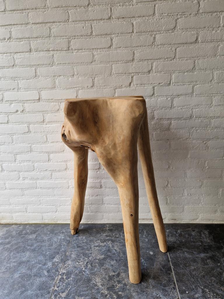 Unieke Teak Houten Boomwortel Tafel - 3 Poten, 89cm Hoog, Ophalen, Minder dan 55 cm, Gebruikt, Overige vormen