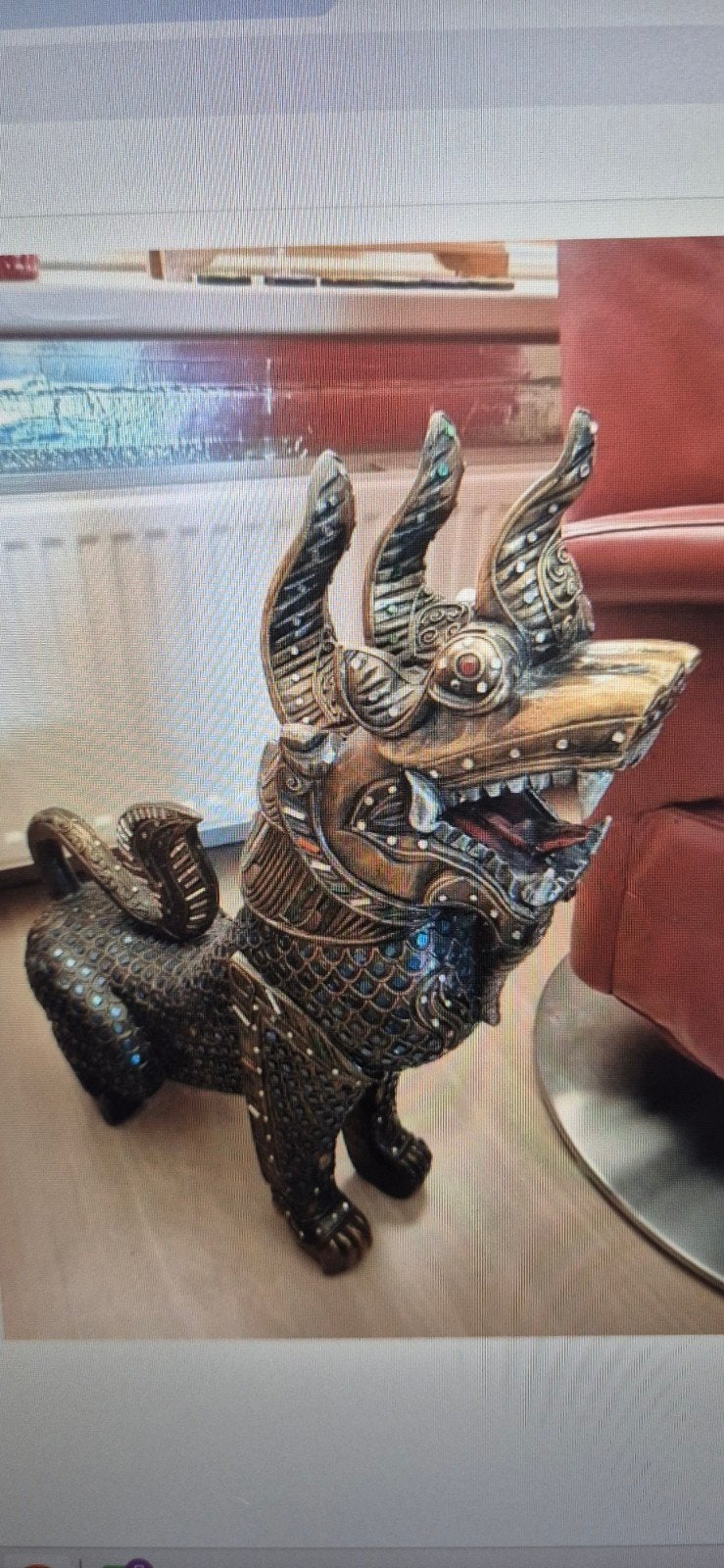 Singha Thaise Tempelleeuw Antiek houten Foo Dog, Ophalen, Overige onderwerpen, Houtsnijwerk, 50 - 100 cm