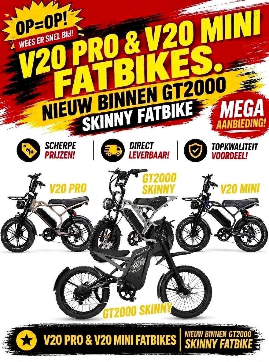 V20 Pro & V20 Mini Fatbike GT2000 Skinny / Cross fatbike, Overige merken, Nieuw, Ophalen of Verzenden, Minder dan 47 cm