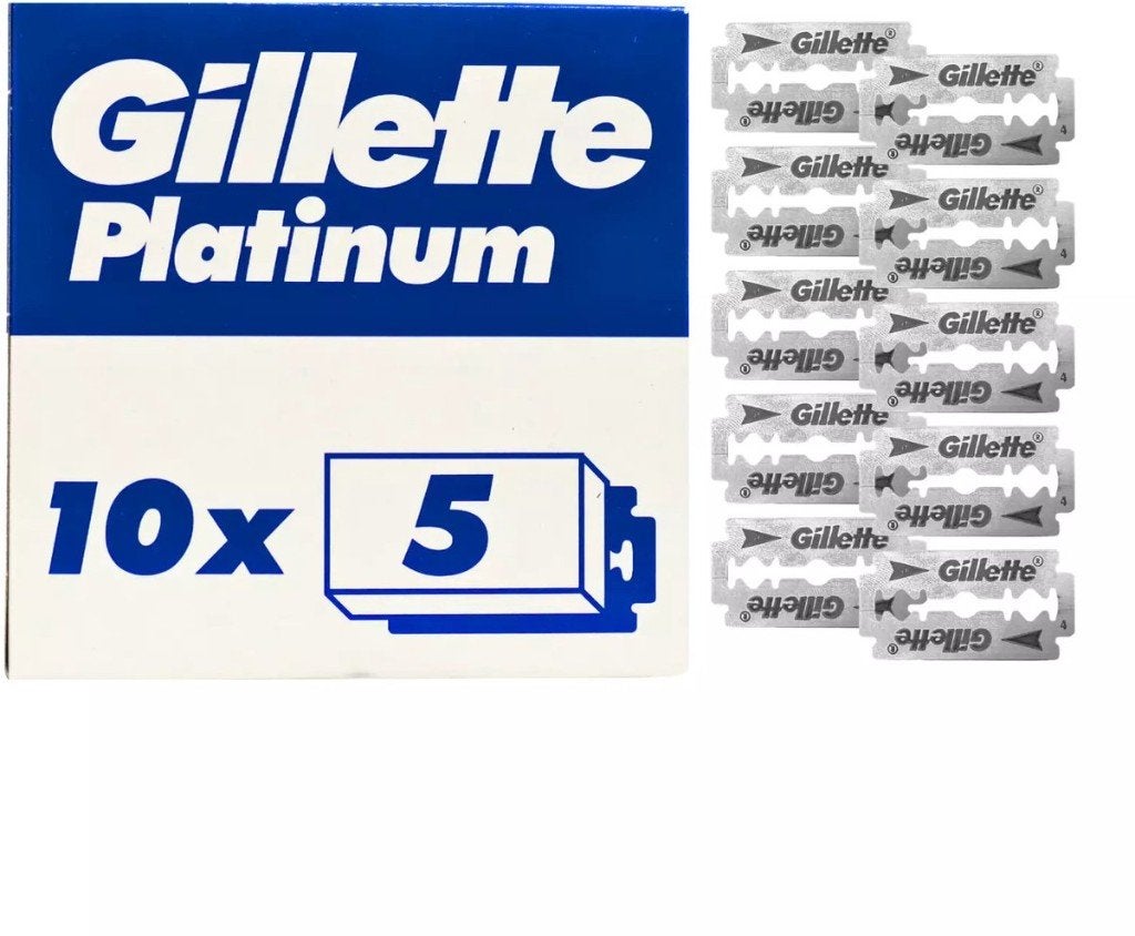 Gillette Platinum Scheermesjes 50 Stuks, Verzenden, Nieuw, Gehele gezicht, Verzorging
