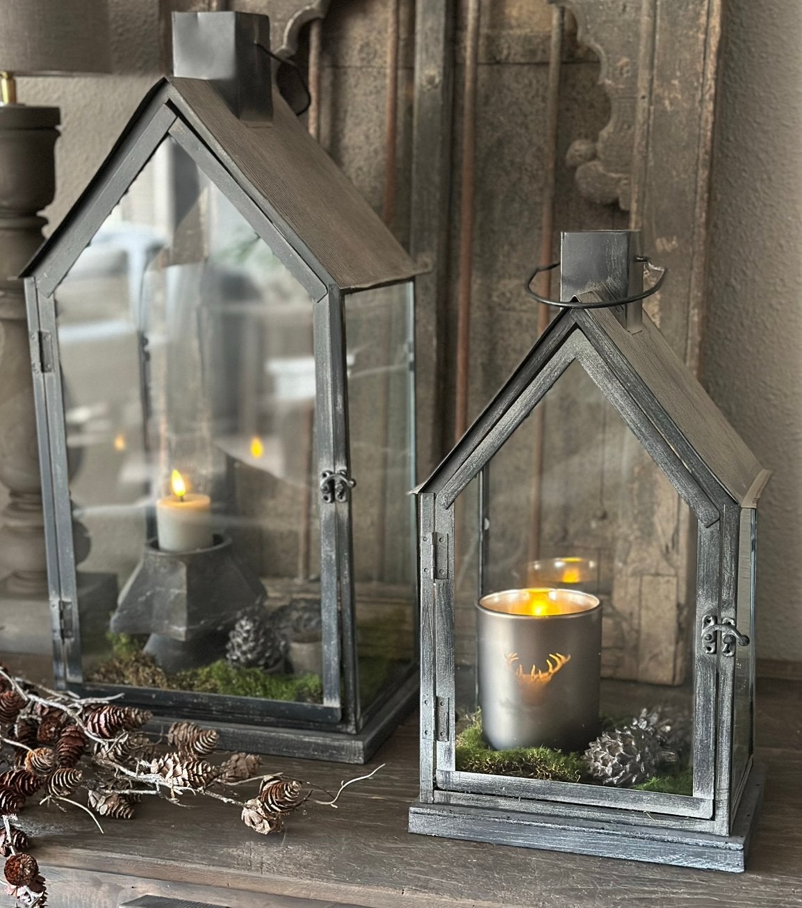 Set glazen windlicht  huizen, Ophalen of Verzenden, Nieuw