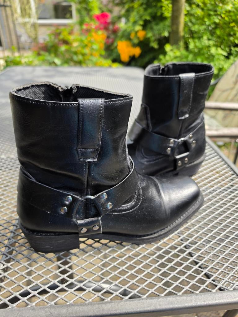 Zwarte bikerboots met gespen, Ophalen of Verzenden, Gedragen, Zwart