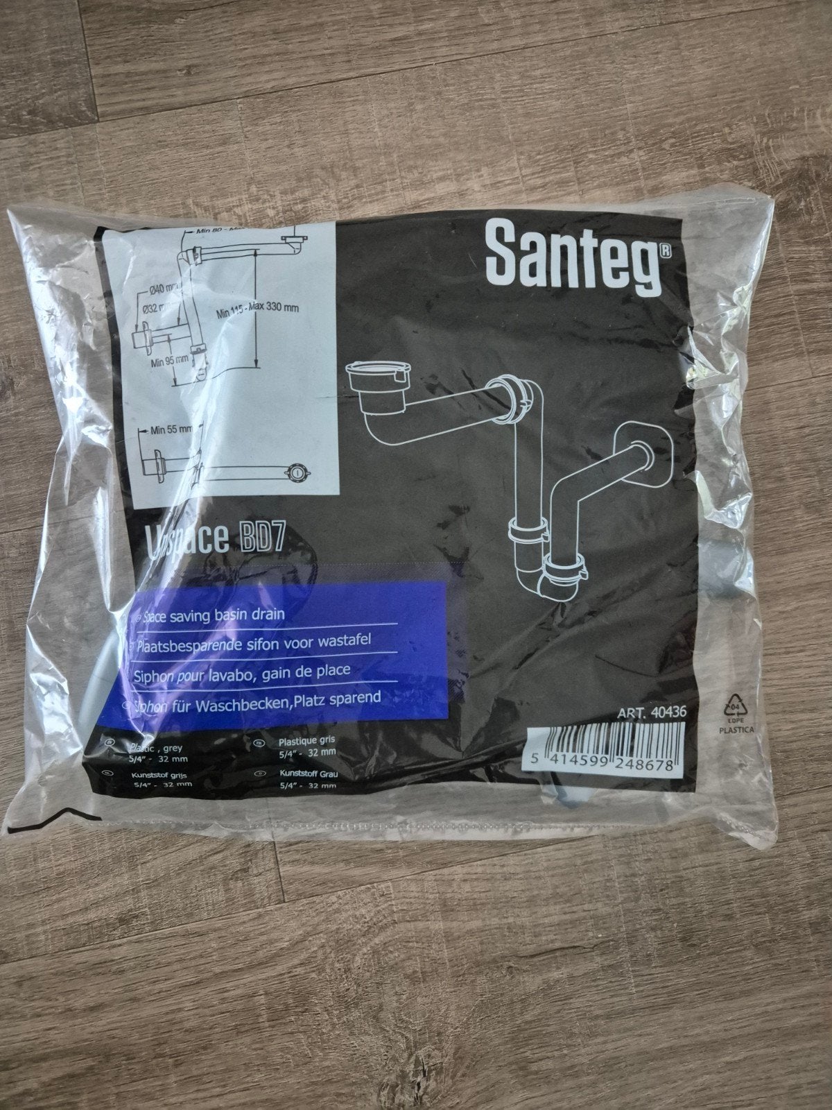 Saniteg ruimtebesparende sifon voor wastafel, Ophalen of Verzenden, Nieuw, Pvc, Afvoer