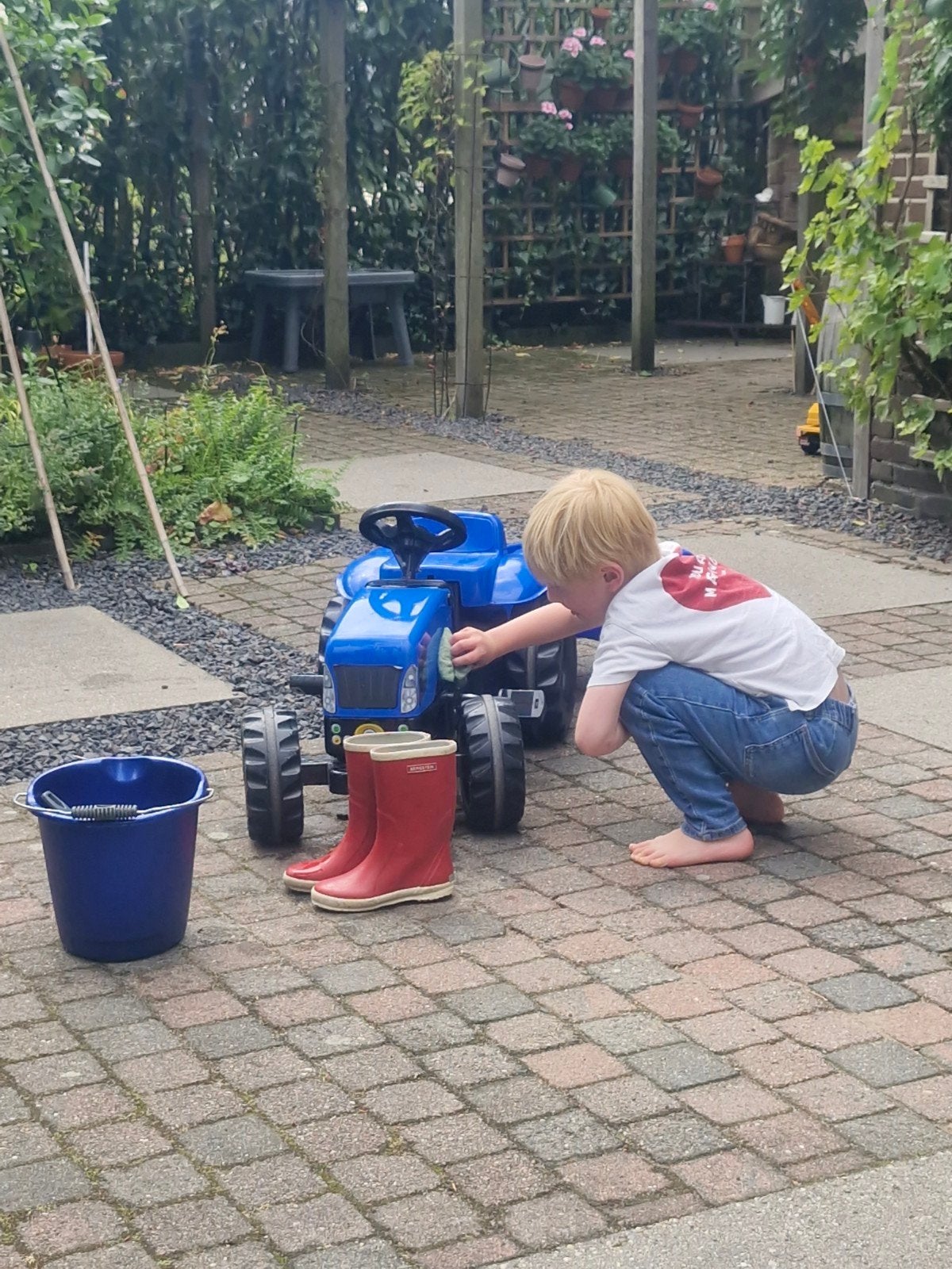 Kinder traptractor met aanhanger, Ophalen, Gebruikt, Trapvoertuig